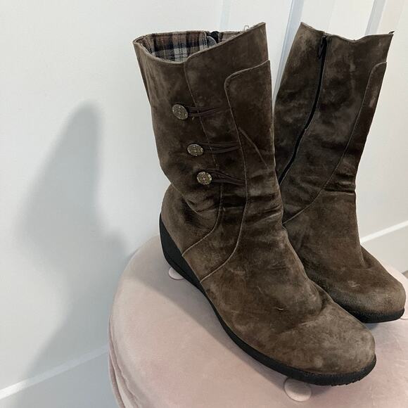 Propet Simone Brown Suede Wedge Boots Size 11 - Picture 6 of 8